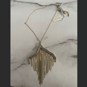 NWT Touchstone Crystal gold fringe necklace